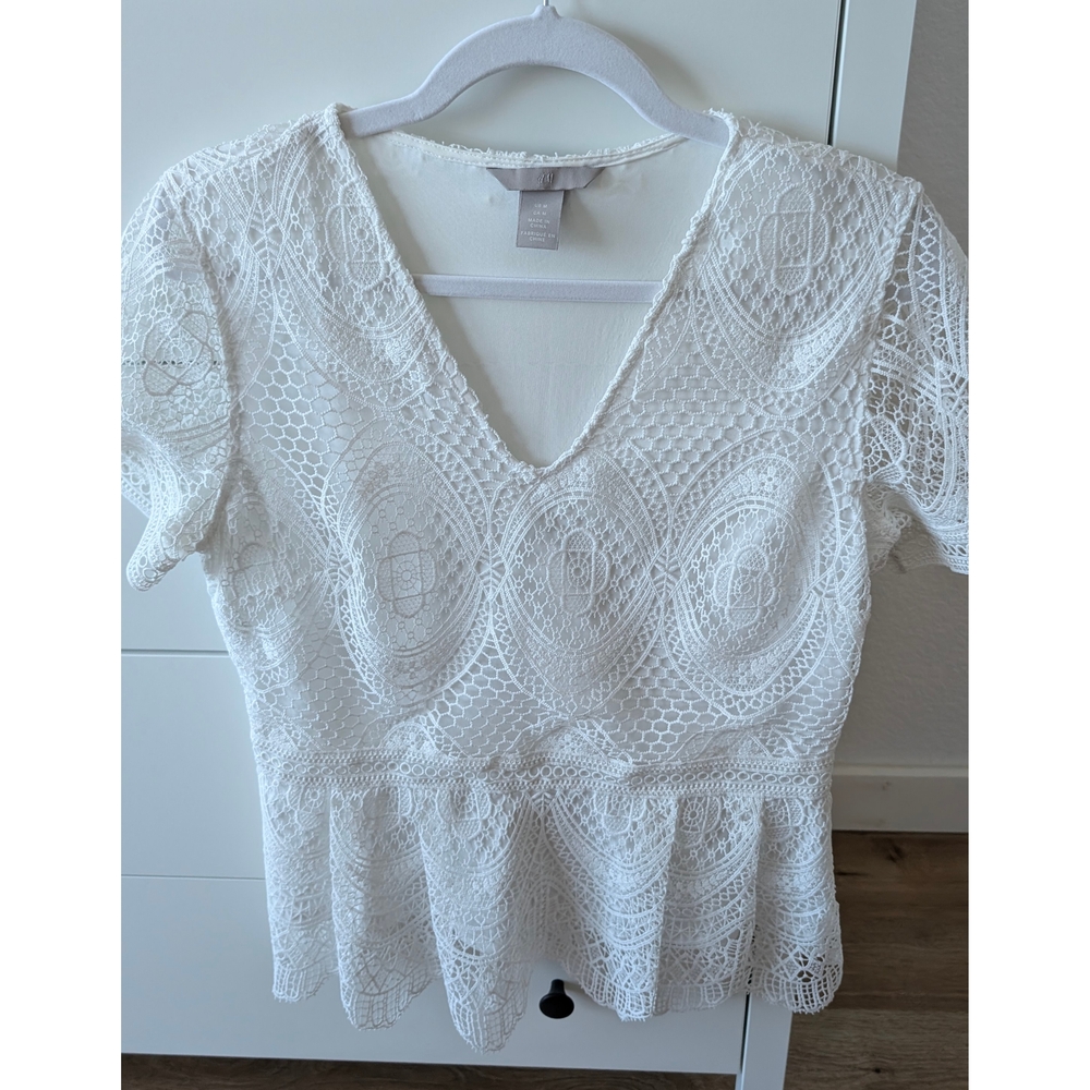 H&M White Lace Blouse